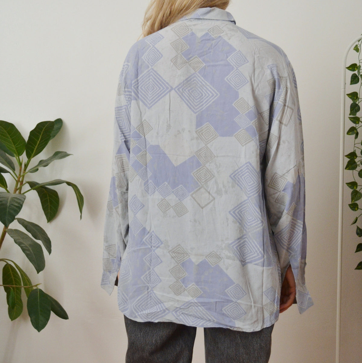 Vintage Blue Abstract Shirt L