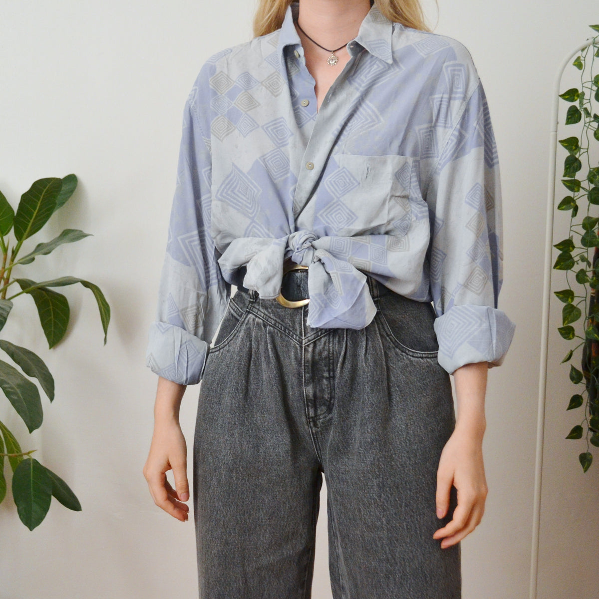Vintage Blue Abstract Shirt L
