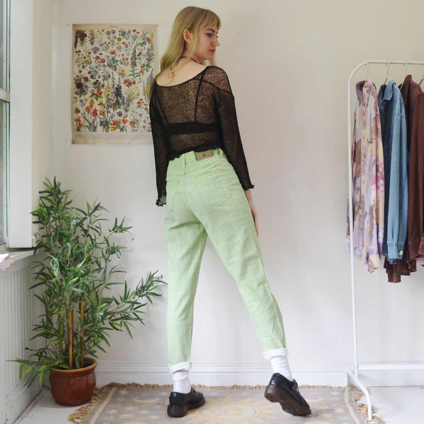 Plaid jeans 28W
