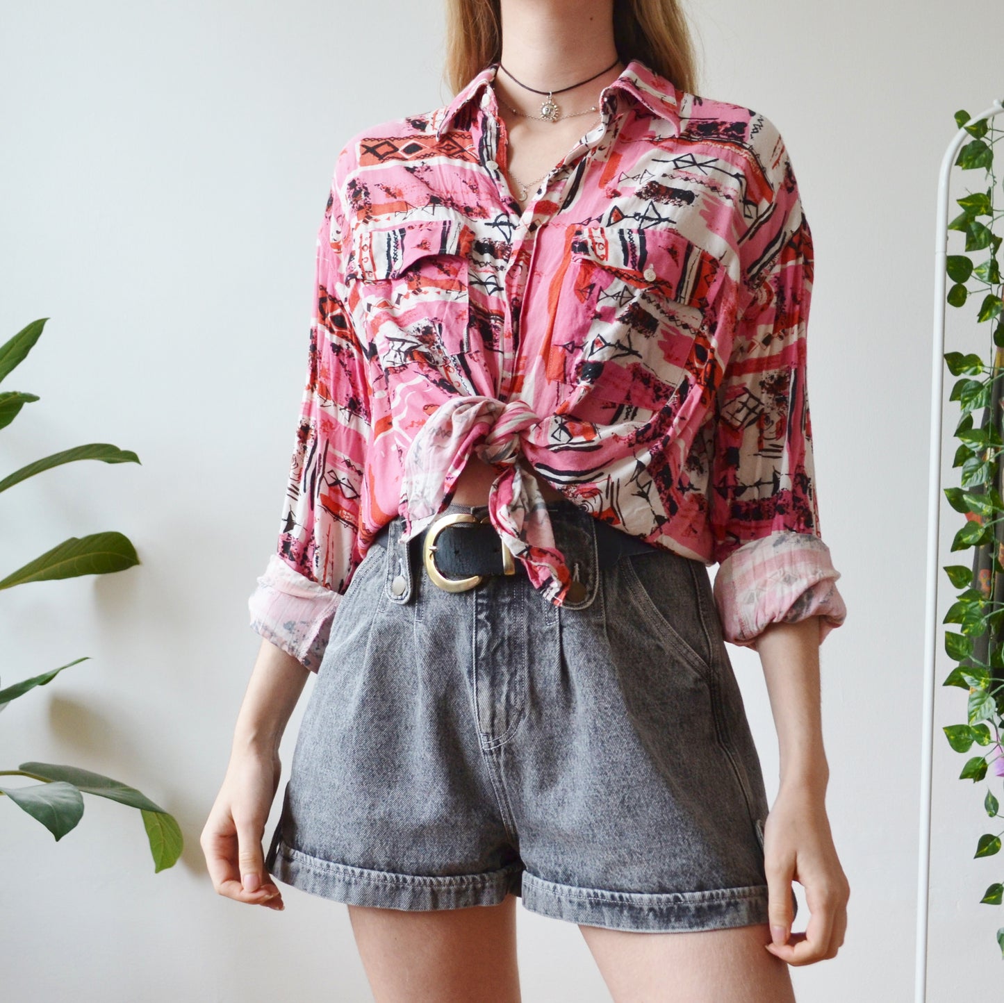 Pink abstract shirt XL