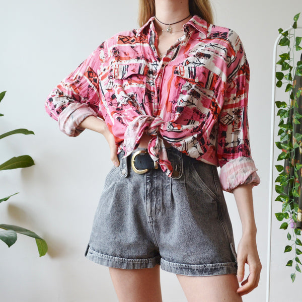 Pink abstract shirt XL
