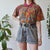 Vintage Floral Polo Top M