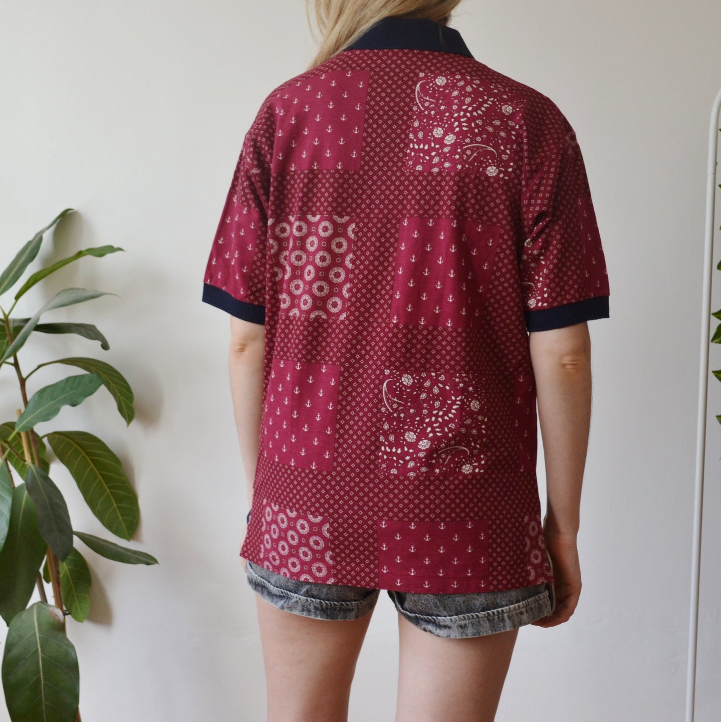 Vintage Patchwork Polo Top M