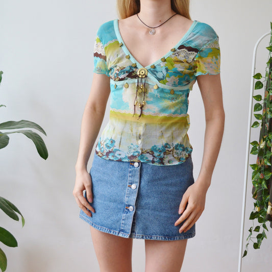 Embellished mesh top