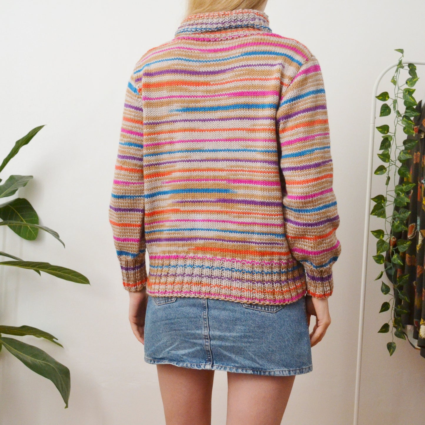 Stripe roll neck jumper