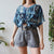 Blue abstract blouse L