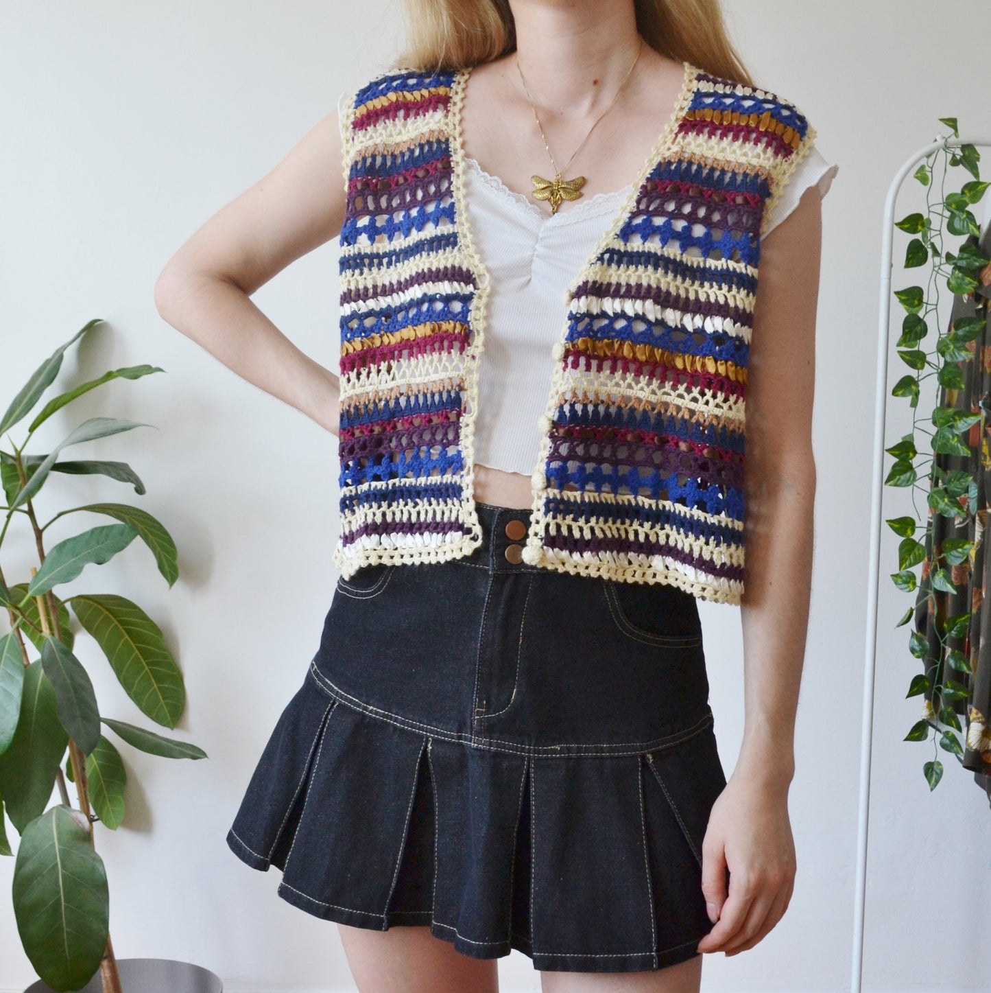 Vintage Crochet Waistcoat S