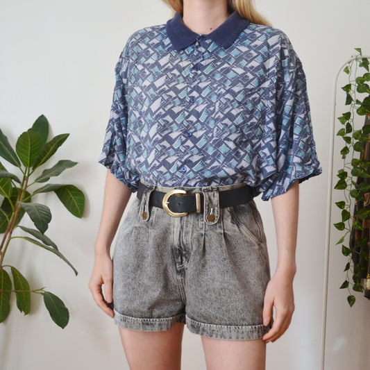 Vintage Blue Patterned Shirt