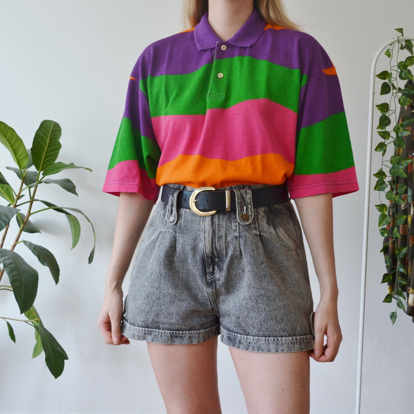 Vintage Stripe Polo Top XL