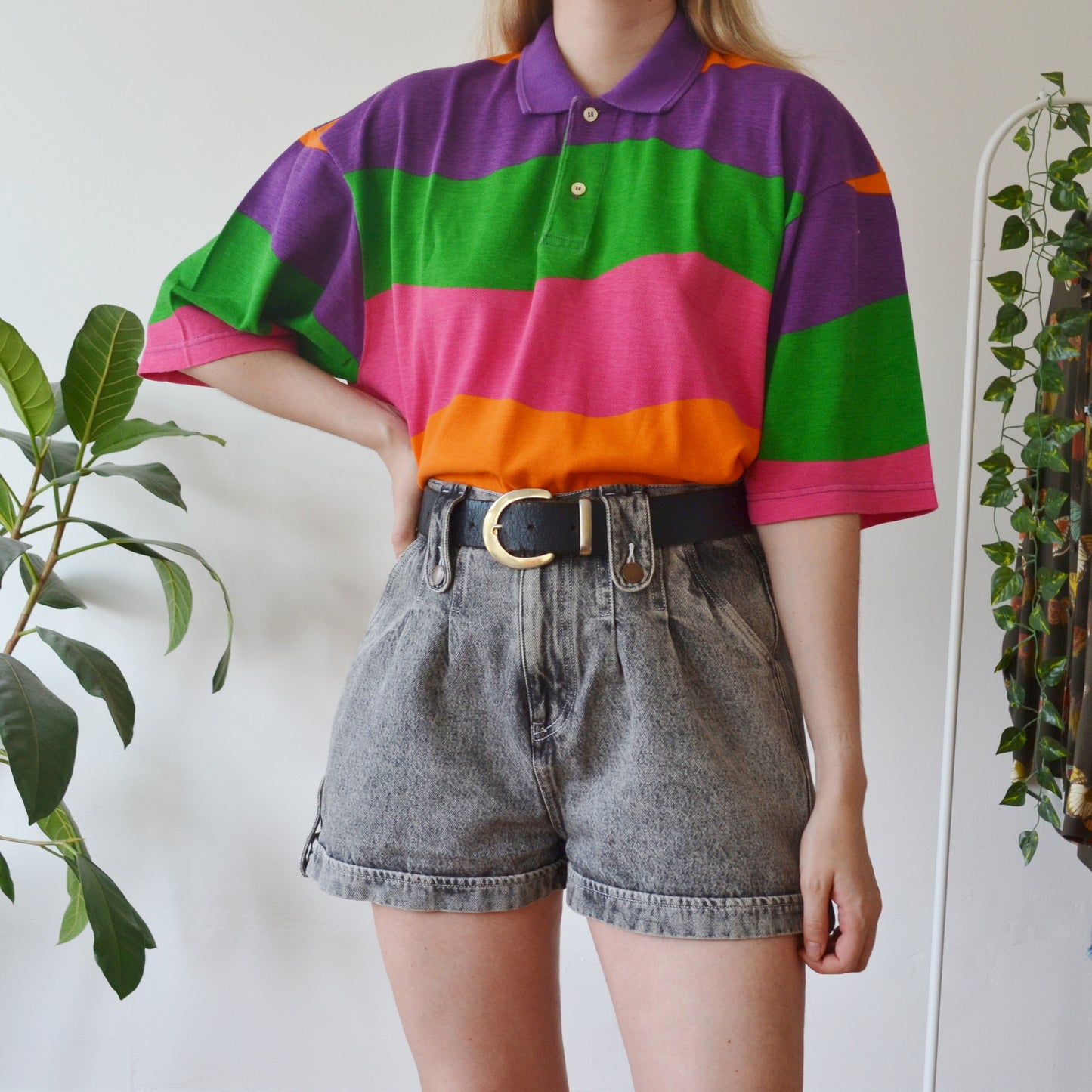 Vintage Stripe Polo Top XL