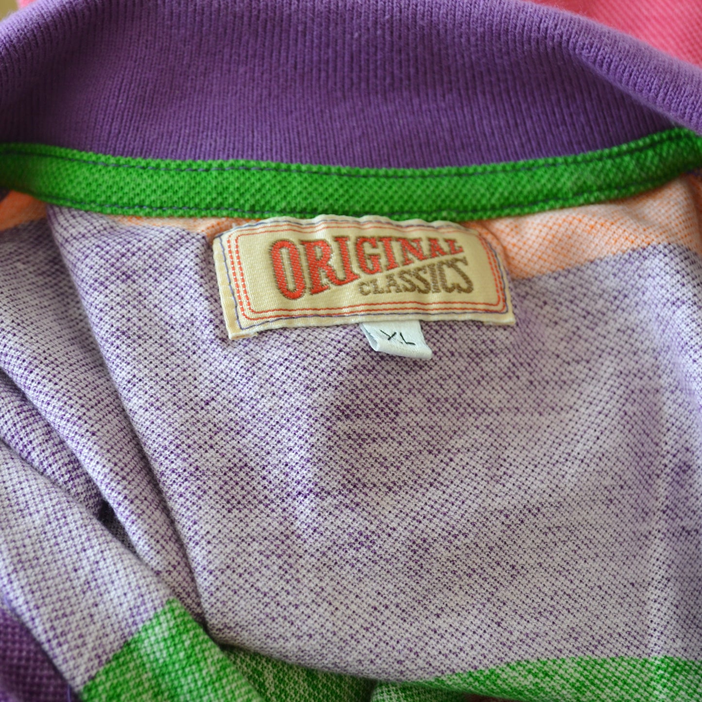 Vintage Stripe Polo Top XL