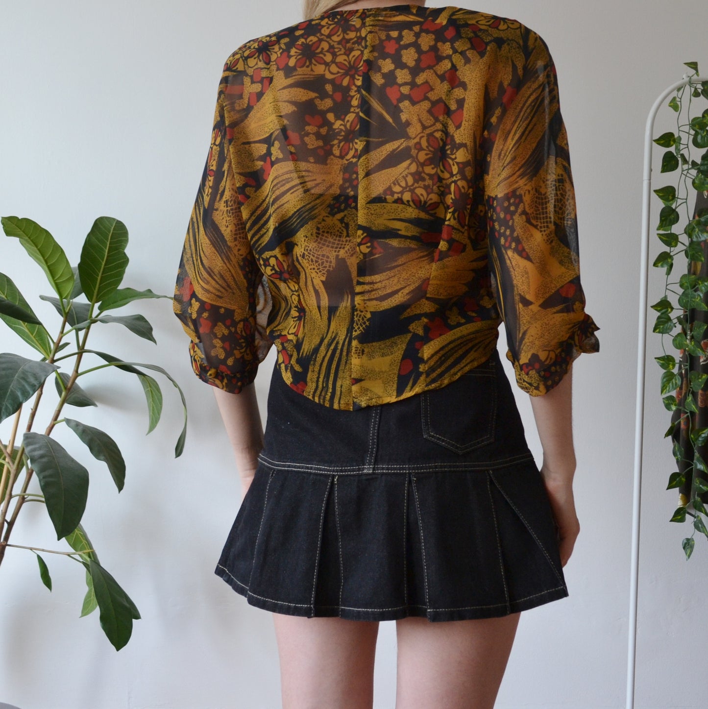Vintage 80s Tie Up Blouse M