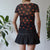 Vintage Floral Mesh Top M
