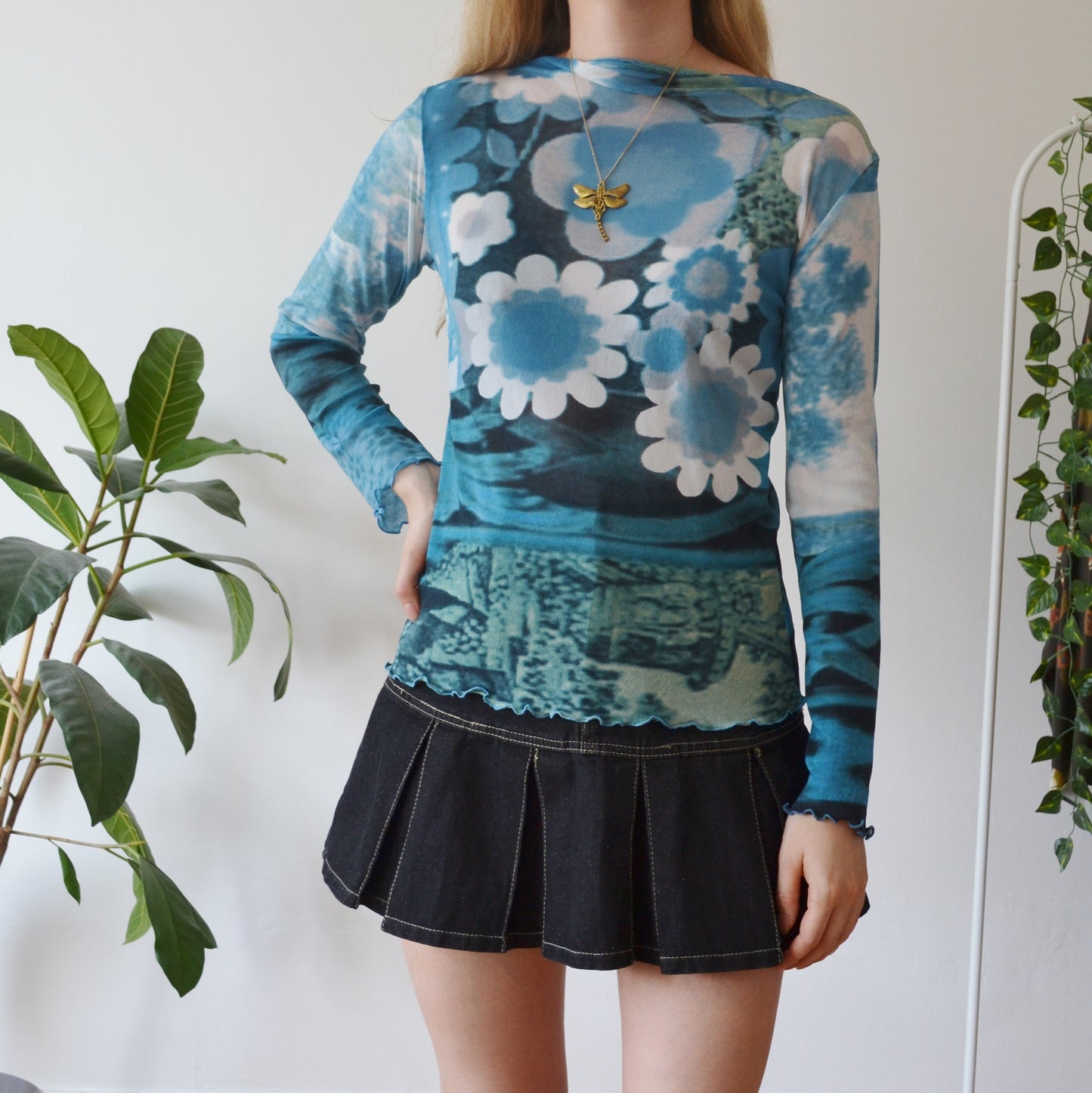 Vintage Flower Mesh Top XL