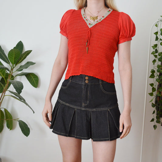 Vintage Red Prairie Top