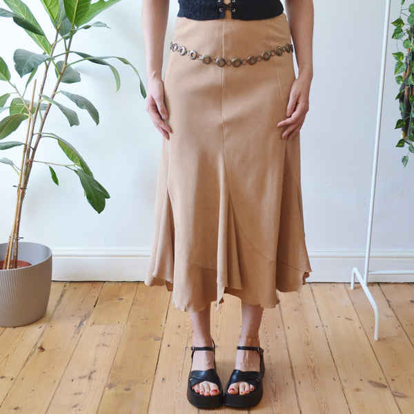 Vintage Beige Midi Skirt S