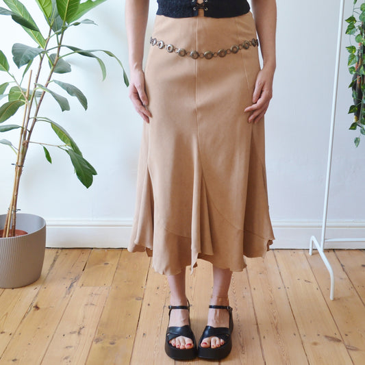 Vintage Beige Midi Skirt S