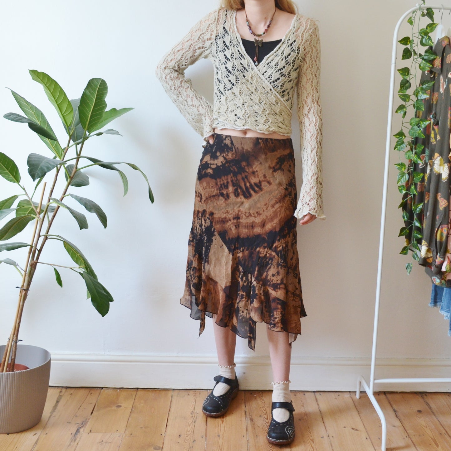 Vintage Abstract Maxi Skirt S