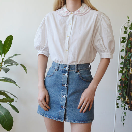 Butterfly collar blouse M