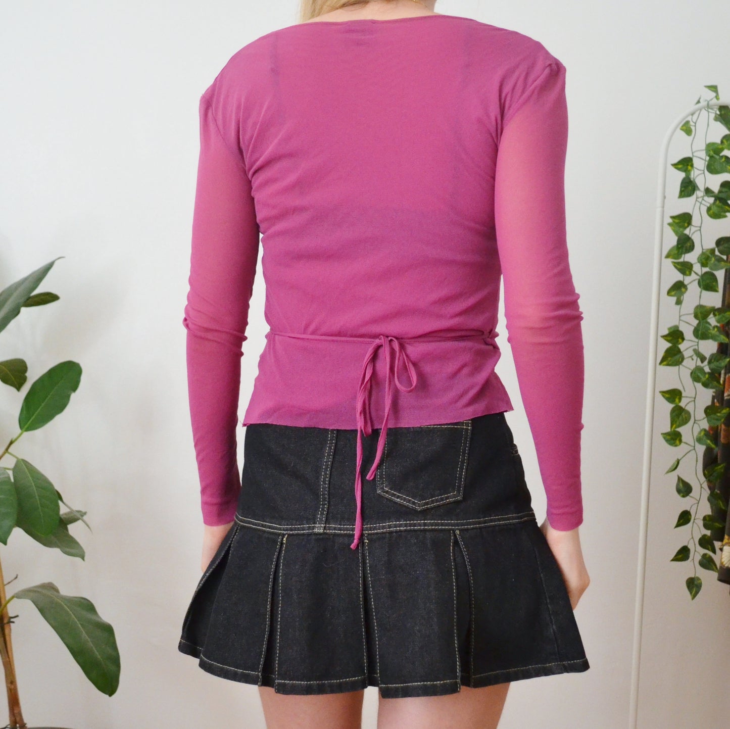 Vintage Mesh Tie Up Top S