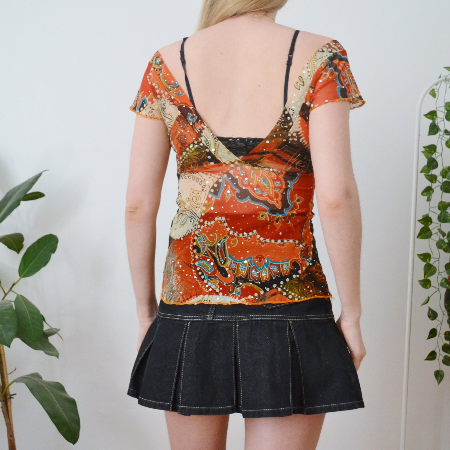 Vintage Sequin Mesh Top M