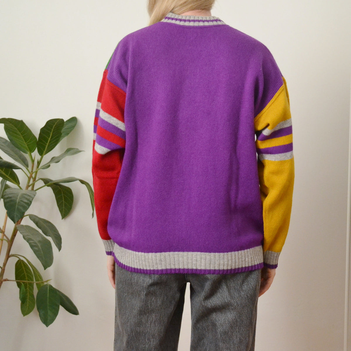 Vintage Colour Block Jumper M