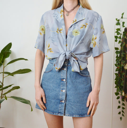 Sheer floral blouse M
