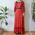 Vintage 70s Velvet Trim Cotton Maxi Dress S