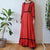 Vintage 70s Velvet Trim Cotton Maxi Dress S