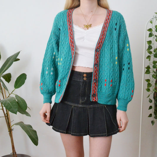 Vintage Turquoise Cardigan M