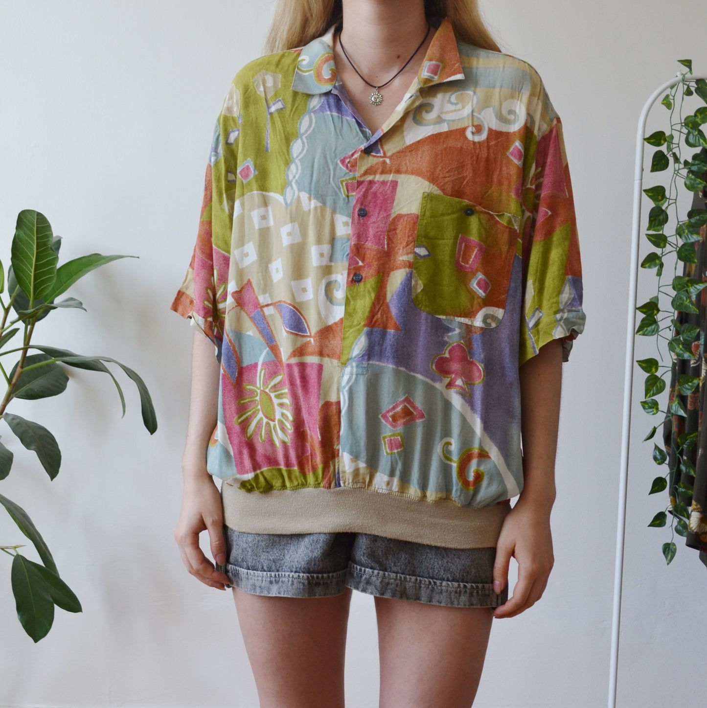 Vintage Abstract Polo Shirt XL