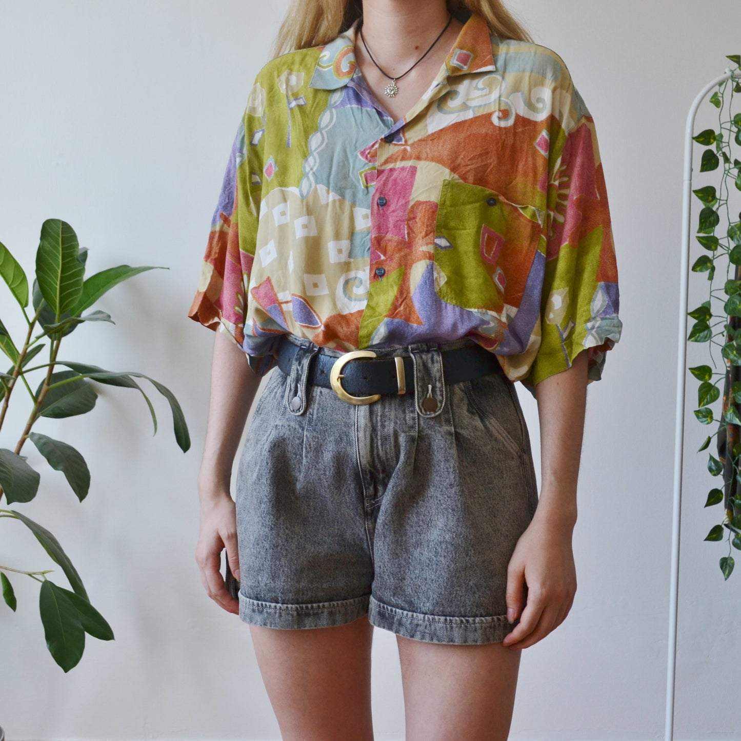 Vintage Abstract Polo Shirt XL