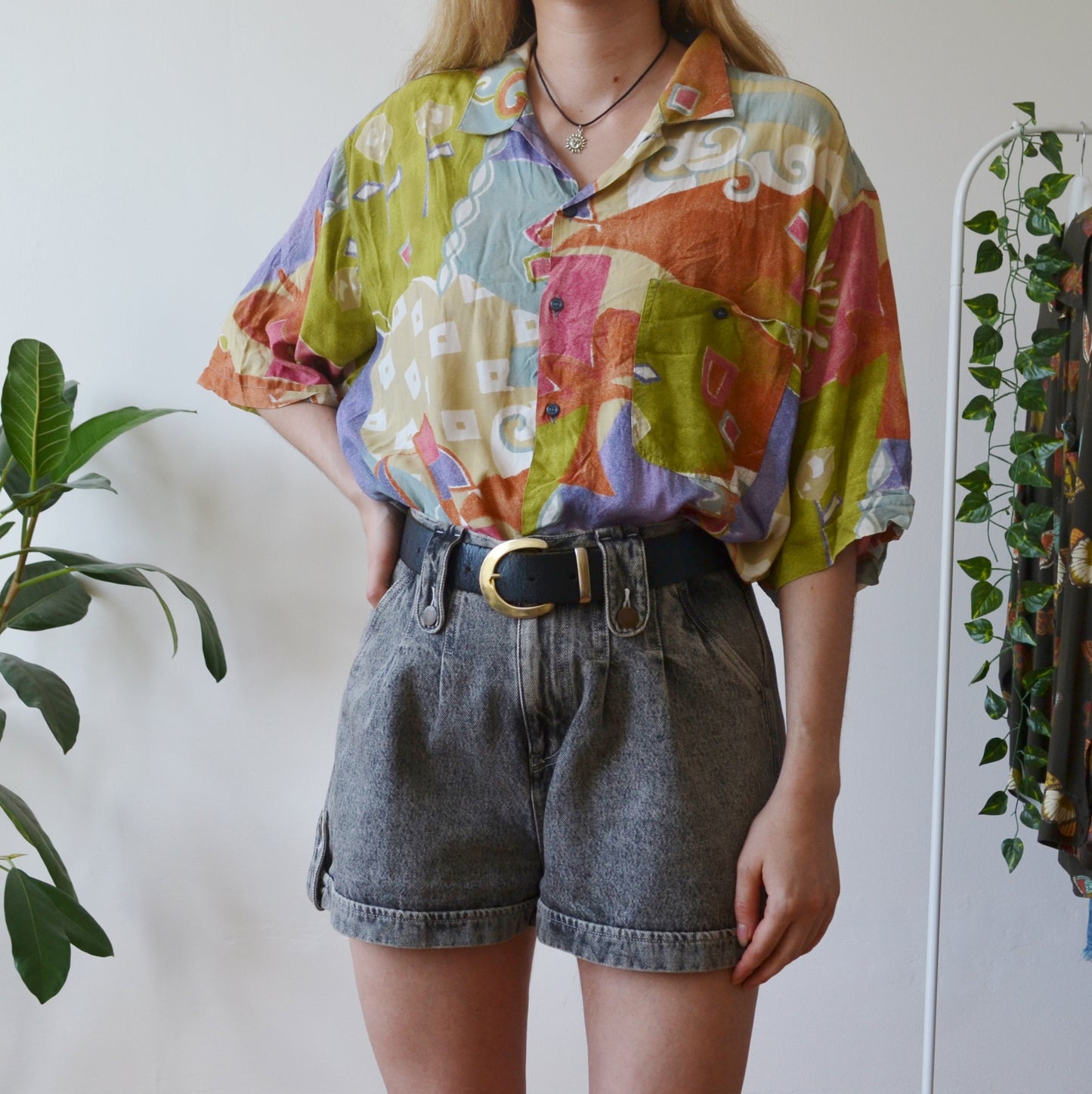 Vintage Abstract Polo Shirt XL