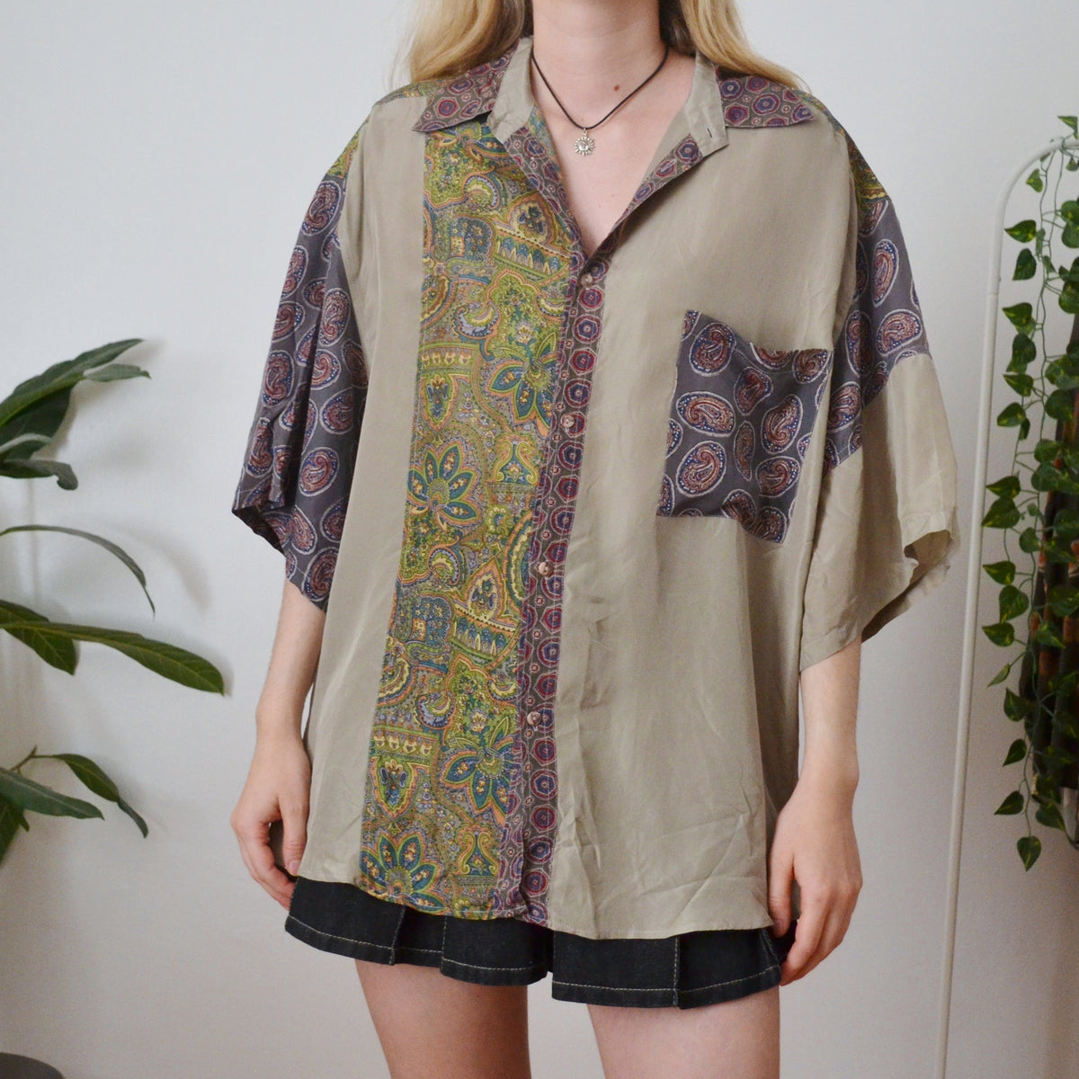 Vintage Paisley Patchwork Shirt M