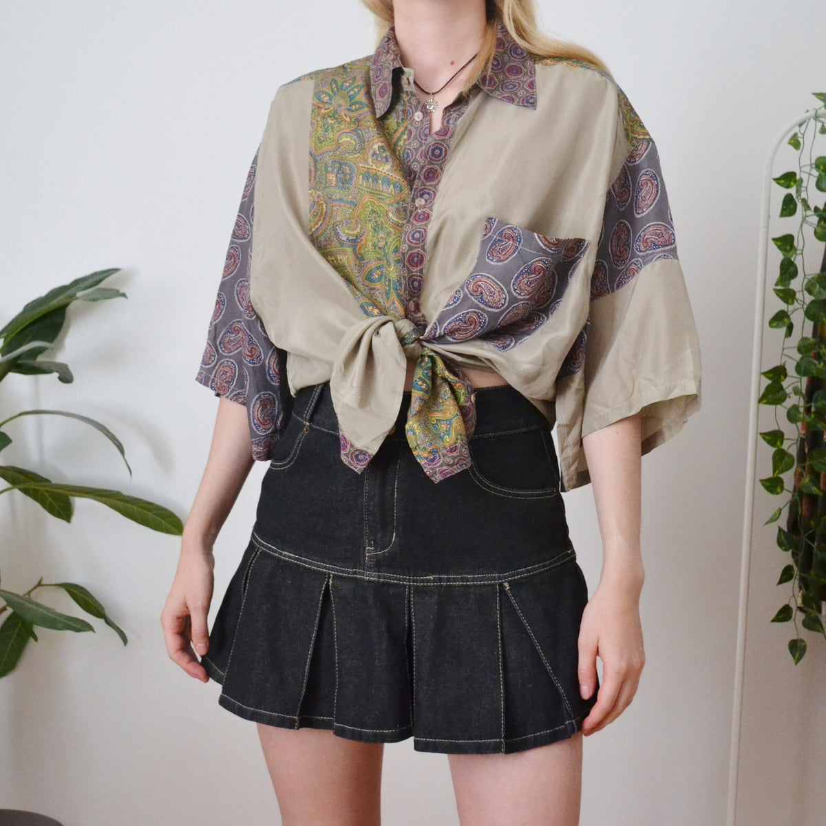 Vintage Paisley Patchwork Shirt M