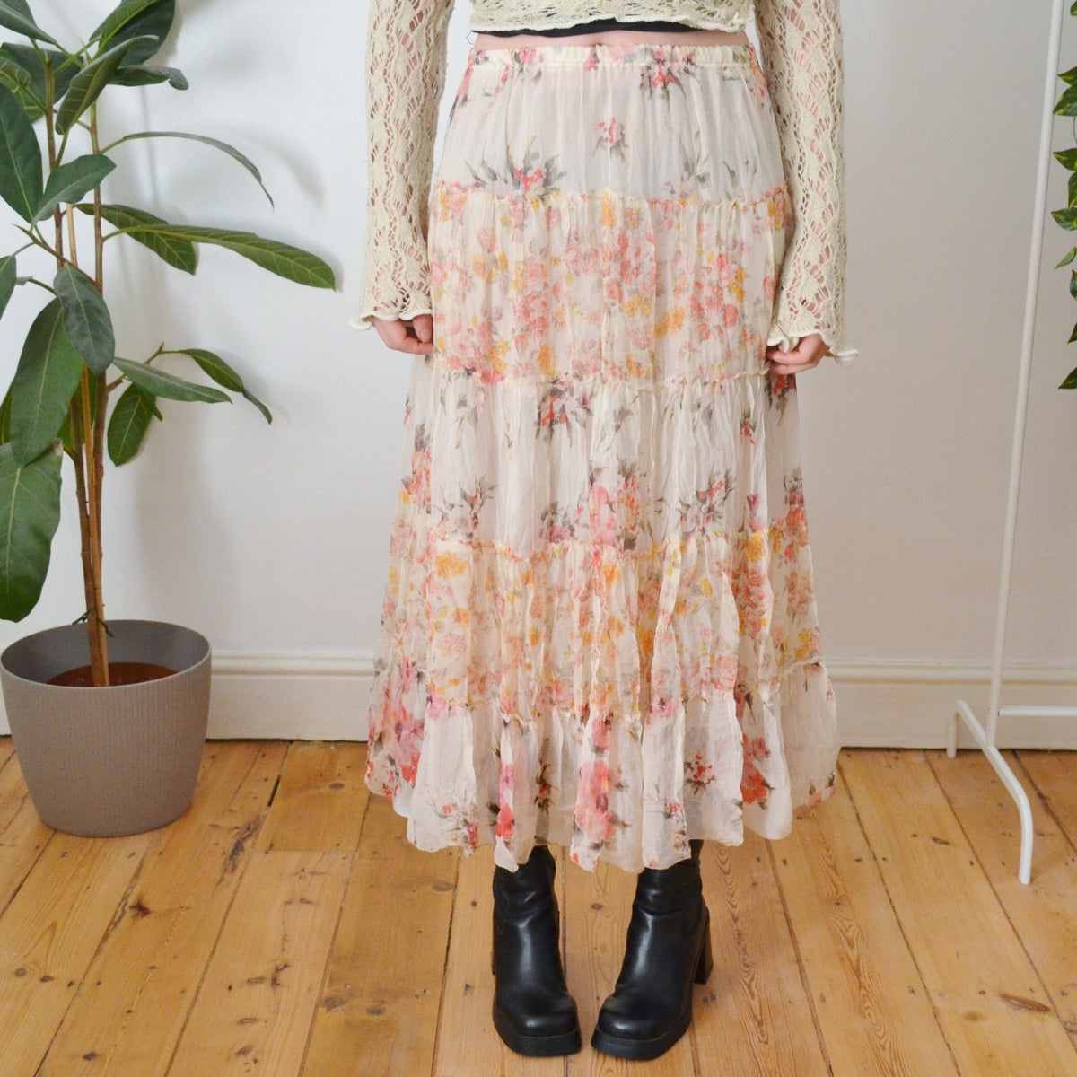 Vintage Silk Maxi Skirt M