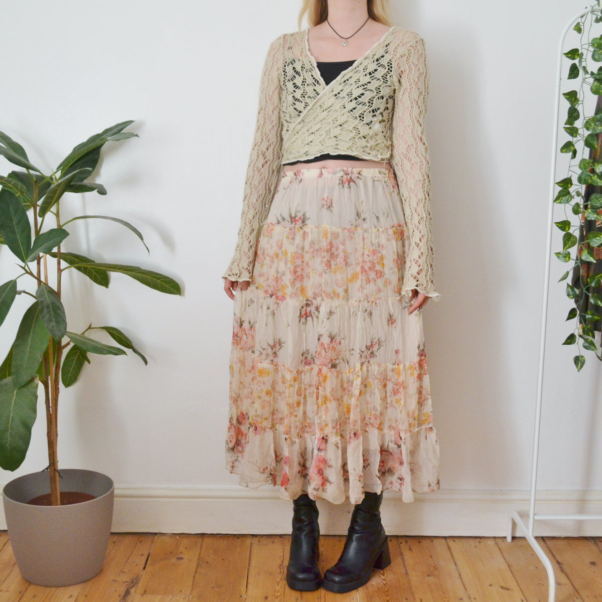 Vintage Silk Maxi Skirt M