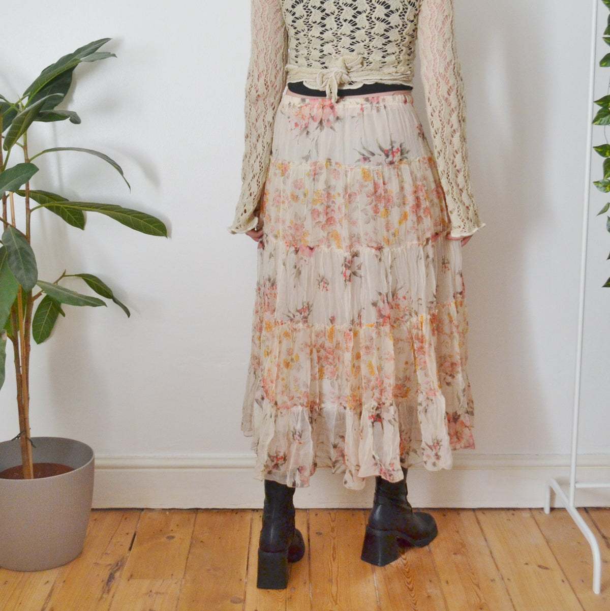 Vintage Silk Maxi Skirt M