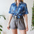 Blue abstract shirt L