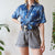 Blue abstract shirt L