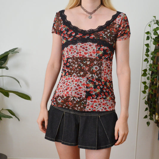 Vintage Floral Y2k Top S