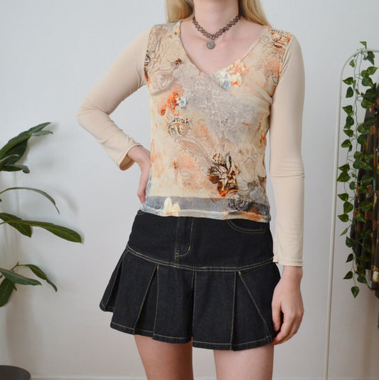 Vintage Long Sleeve Abstract Top S