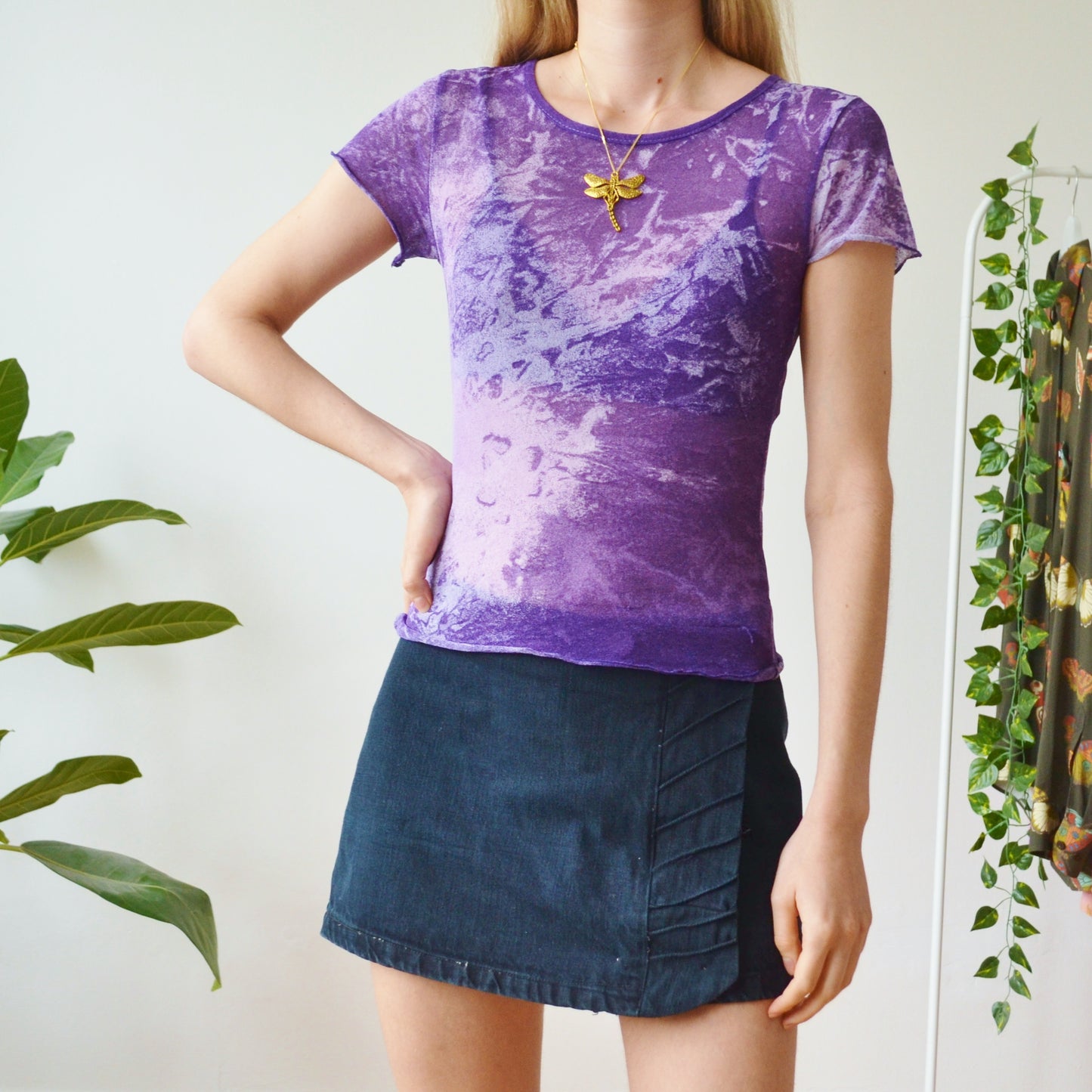 Purple mesh top S