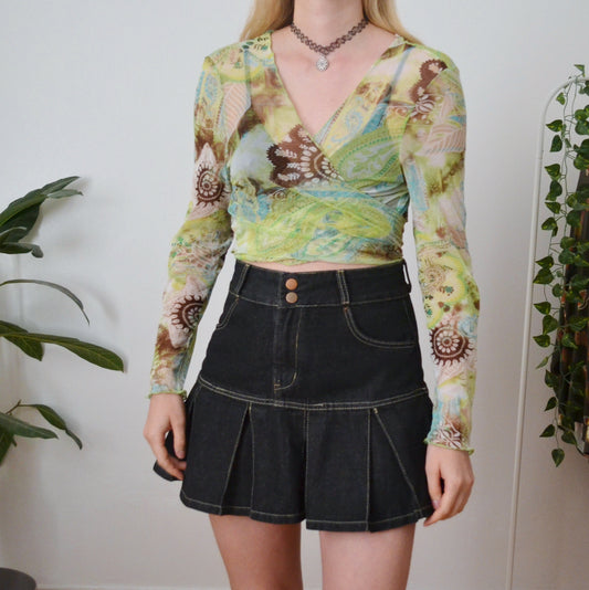 Vintage Mesh Tie Up Top M