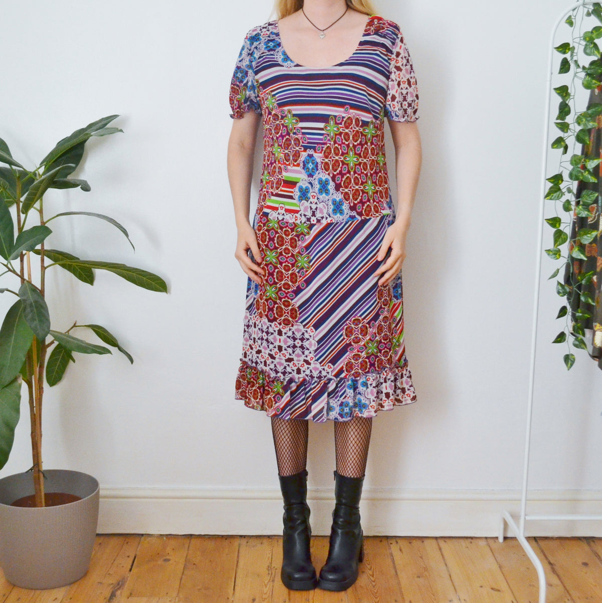 Vintage Patterned Dress L