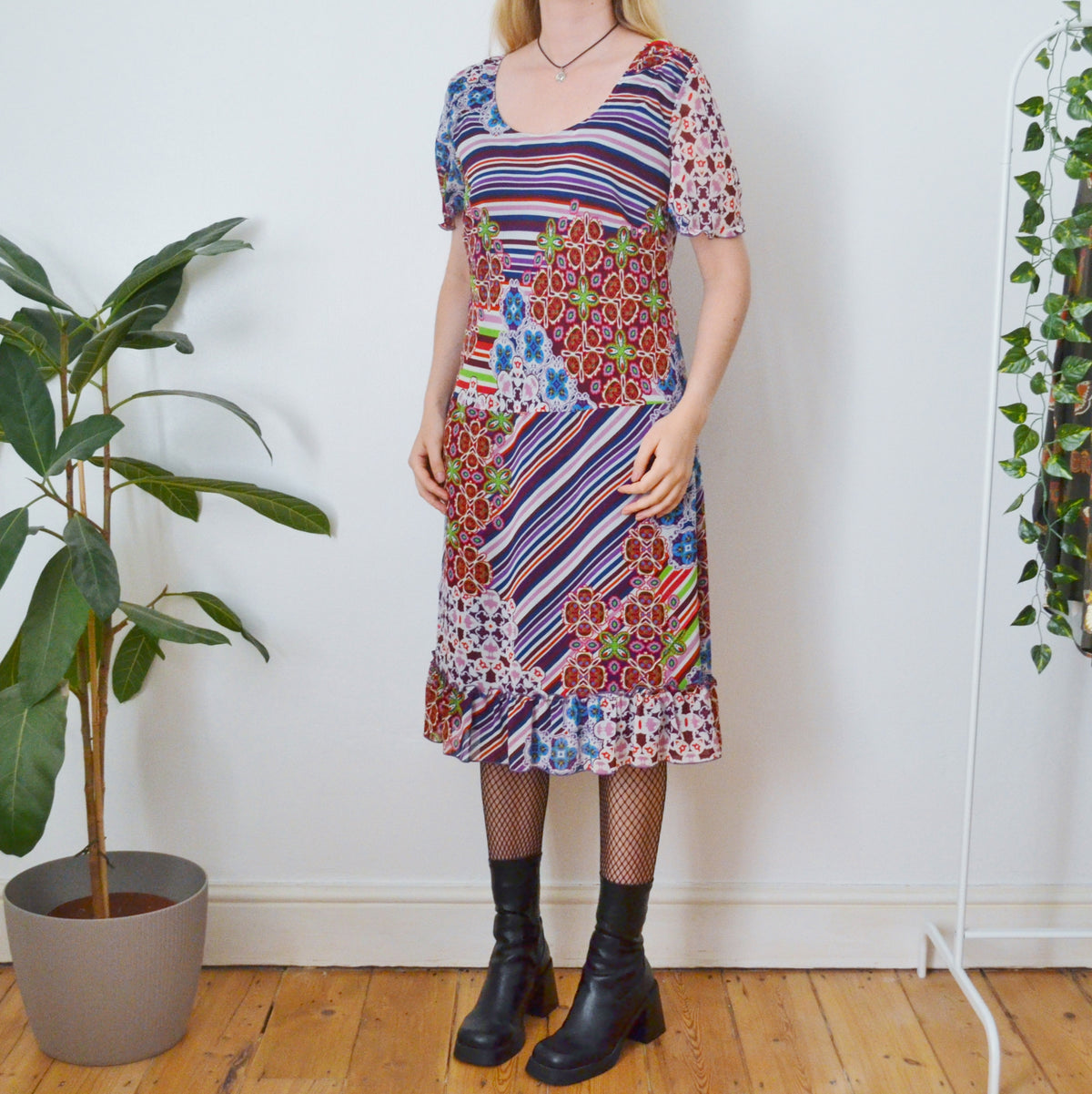 Vintage Patterned Dress L