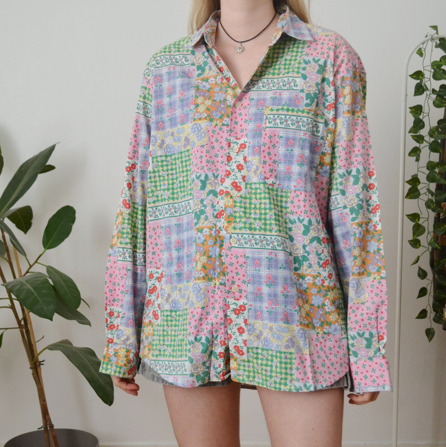 Vintage Patchwork Shirt L
