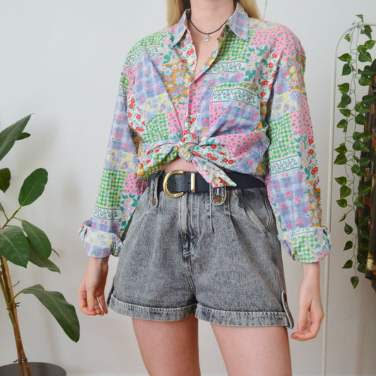 Vintage Patchwork Shirt L