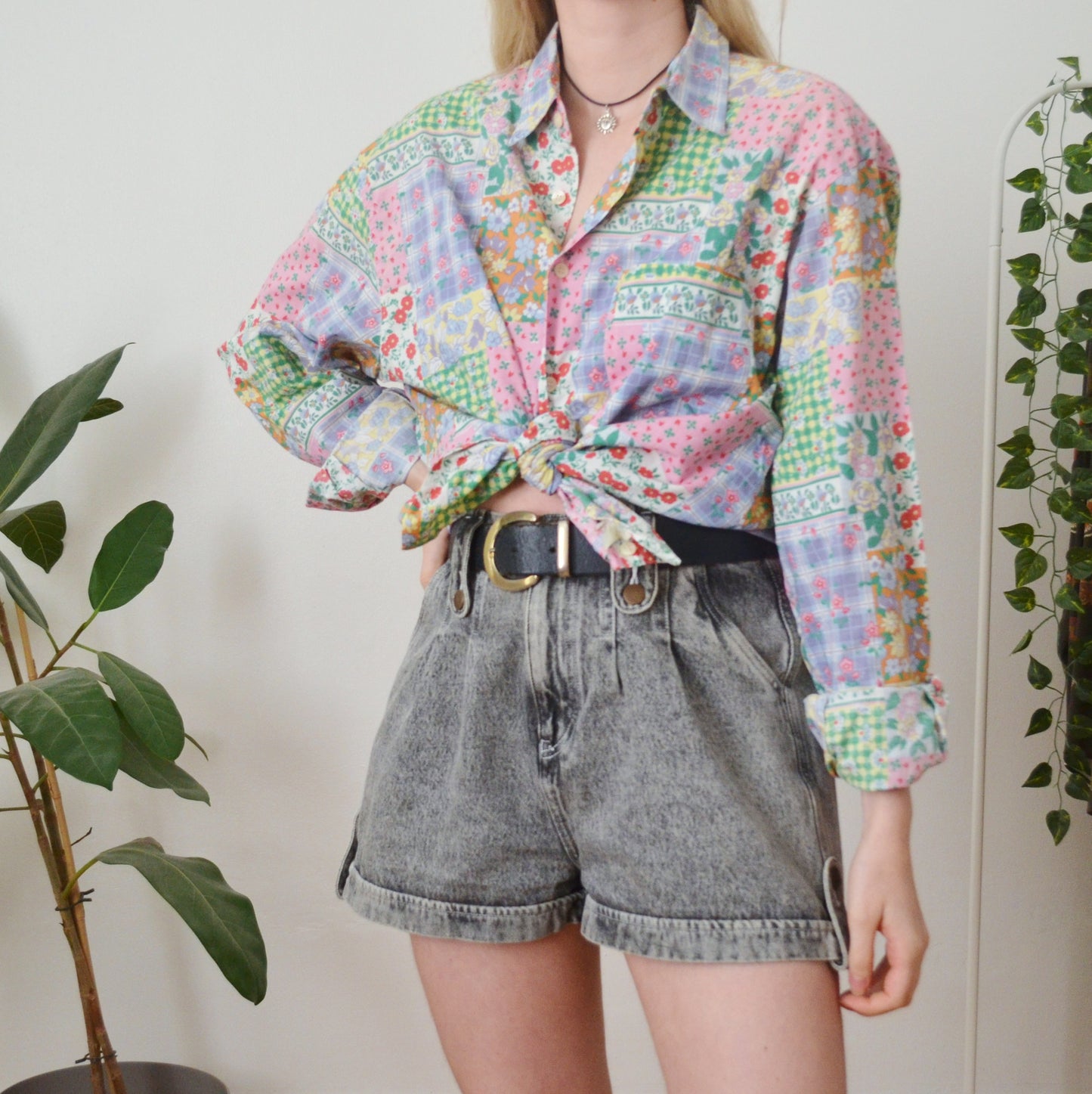 Vintage Patchwork Shirt L