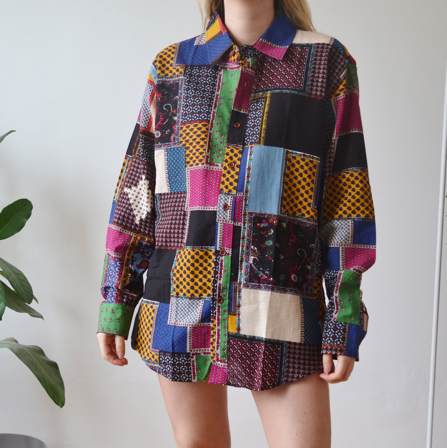 Vintage Patchwork Shirt L